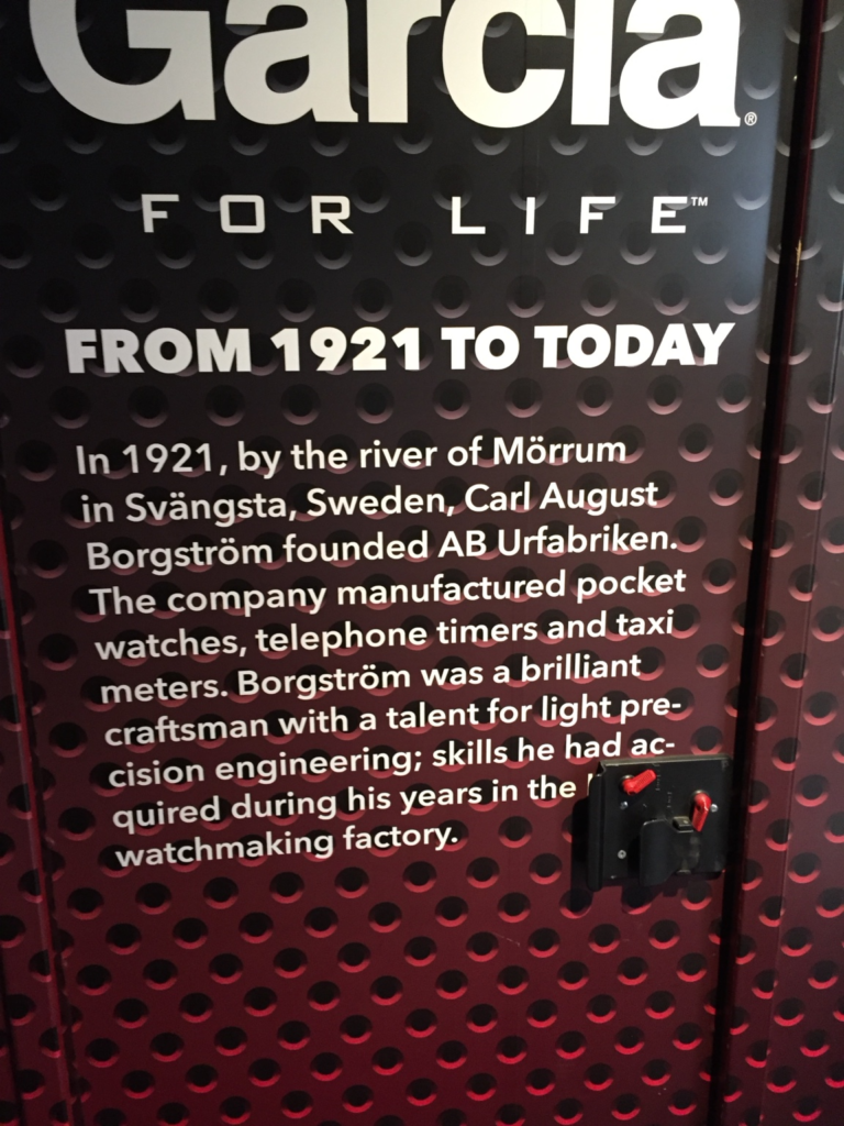 Abu Garcia exhibit describing the company's origins in 1921