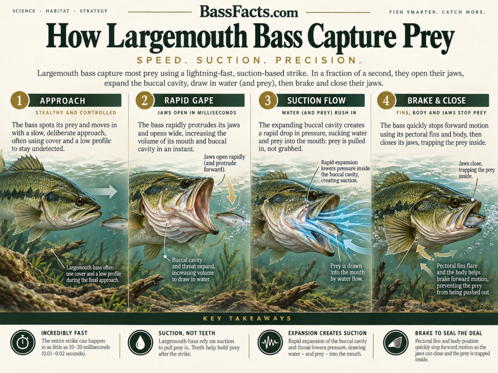 Step-by-step infographic showing how to tie a Palomar knot for bass fishing